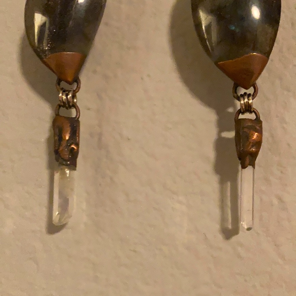 Free People Copper, Crystal Quartz, And Labradorite Dangle Earrings - Picture 10 of 11